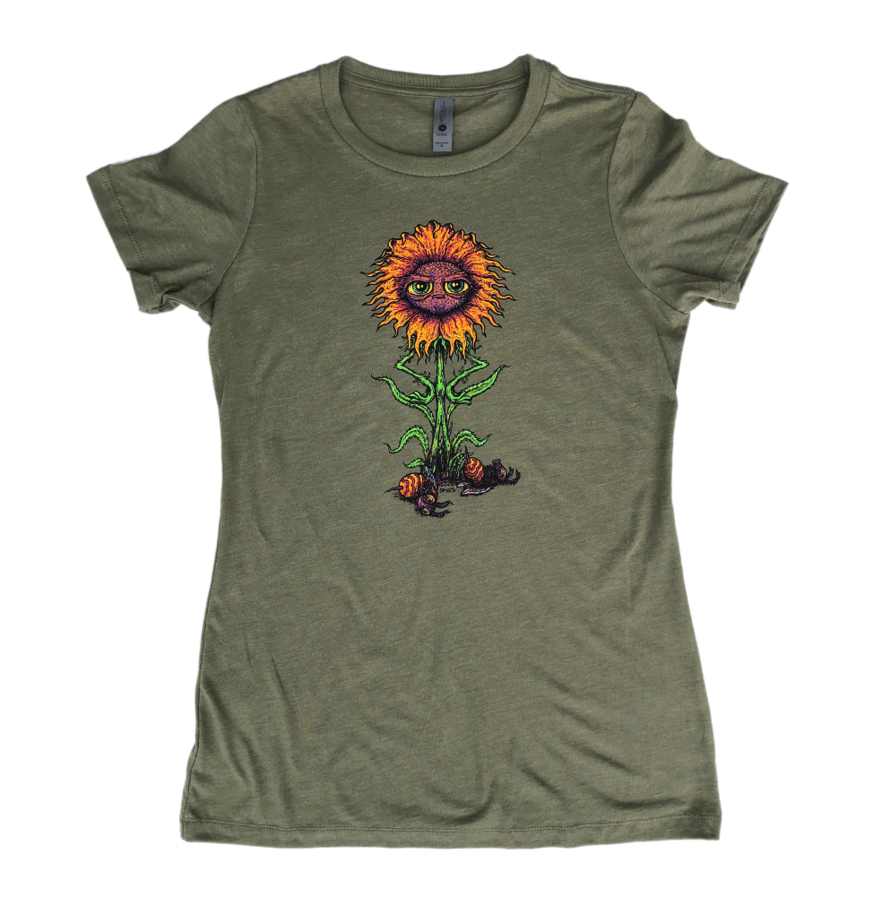 Frustrated Flower Women's Olive Shirt